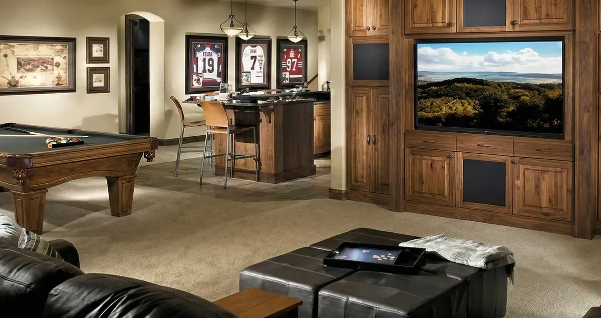 finished basement remodeling project transforming a basement into a comfortable living space in Cape Coral, FL