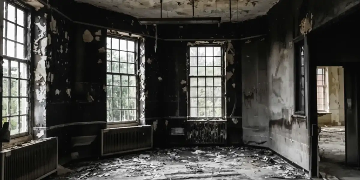 fire damage repair addressing severe interior damage and smoke residue inside a burned home in Cape Coral, FL
