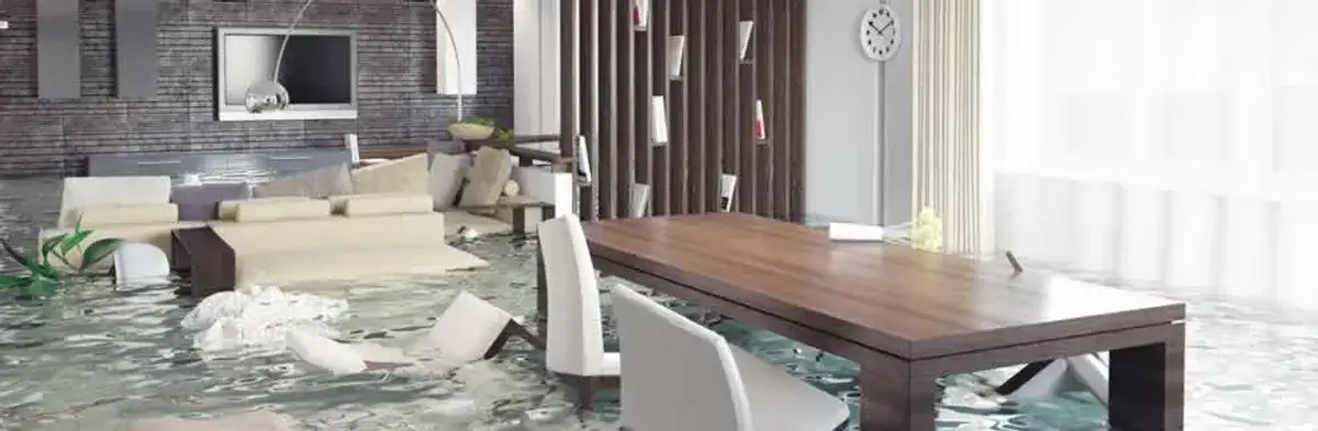 home interior affected by water damage with flooded floors and displaced furniture in Cape Coral, FL